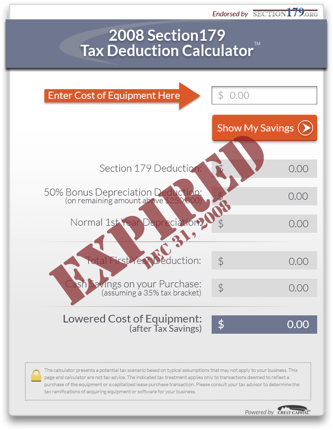 2007 Section179 Tax Deduction Calculator