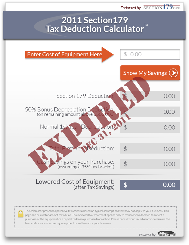 2011 Section179 Tax Deduction Calculator